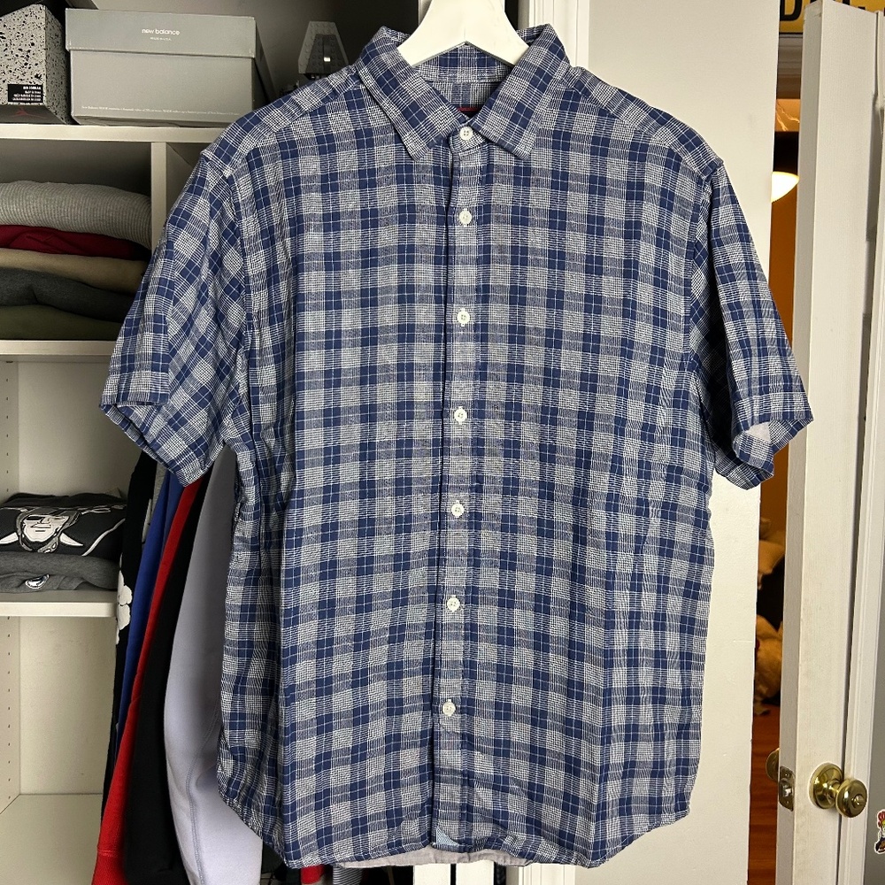 untuckit men's medium short sleeve plaid button up shirt